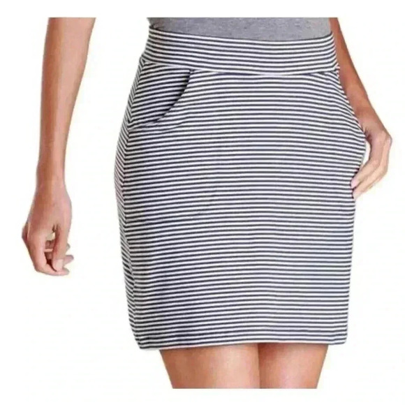 Toad & Co Samba Luna Skirt Small Navy Striped Organic Cotton Title Nine NEW. 352 - Picture 1 of 6
